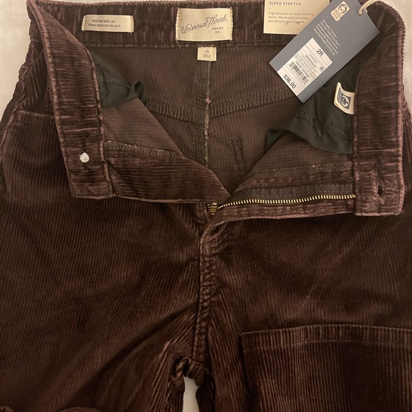 NWT Universal Thread Dark Brown High-Rise Corduroy Wide Leg Pants size 2 - Picture 5 of 6
